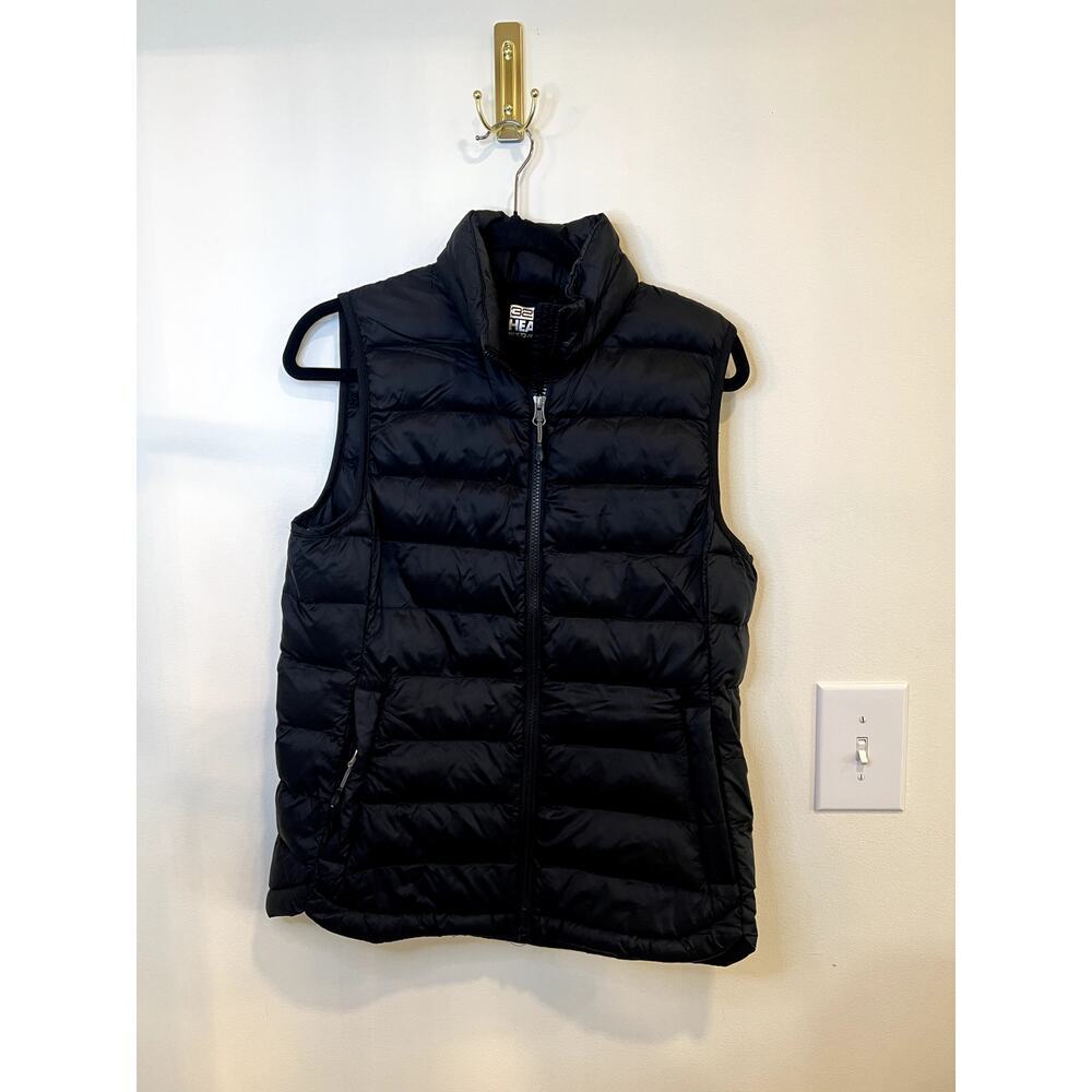 32 Degrees Heat Black Puffer Vest Lightweight Zip Front Size Small